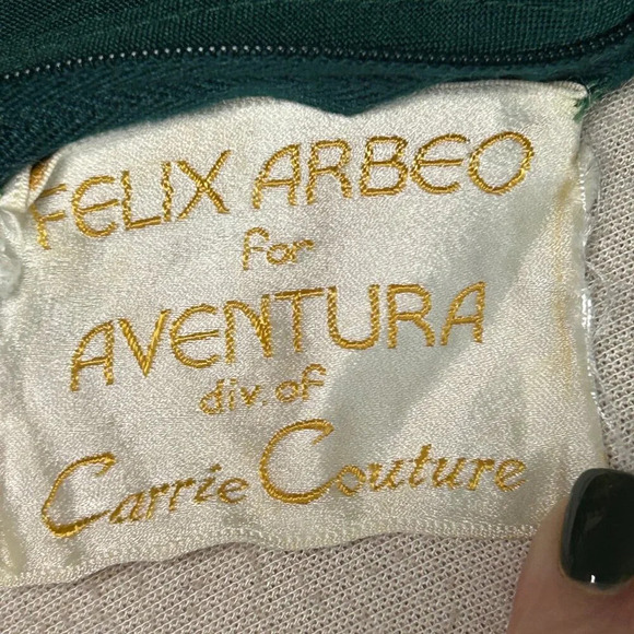 Felix Arbeo for Aventura Vintage 70s Green  High Neck Maxi Dress Size Small - Picture 7 of 8